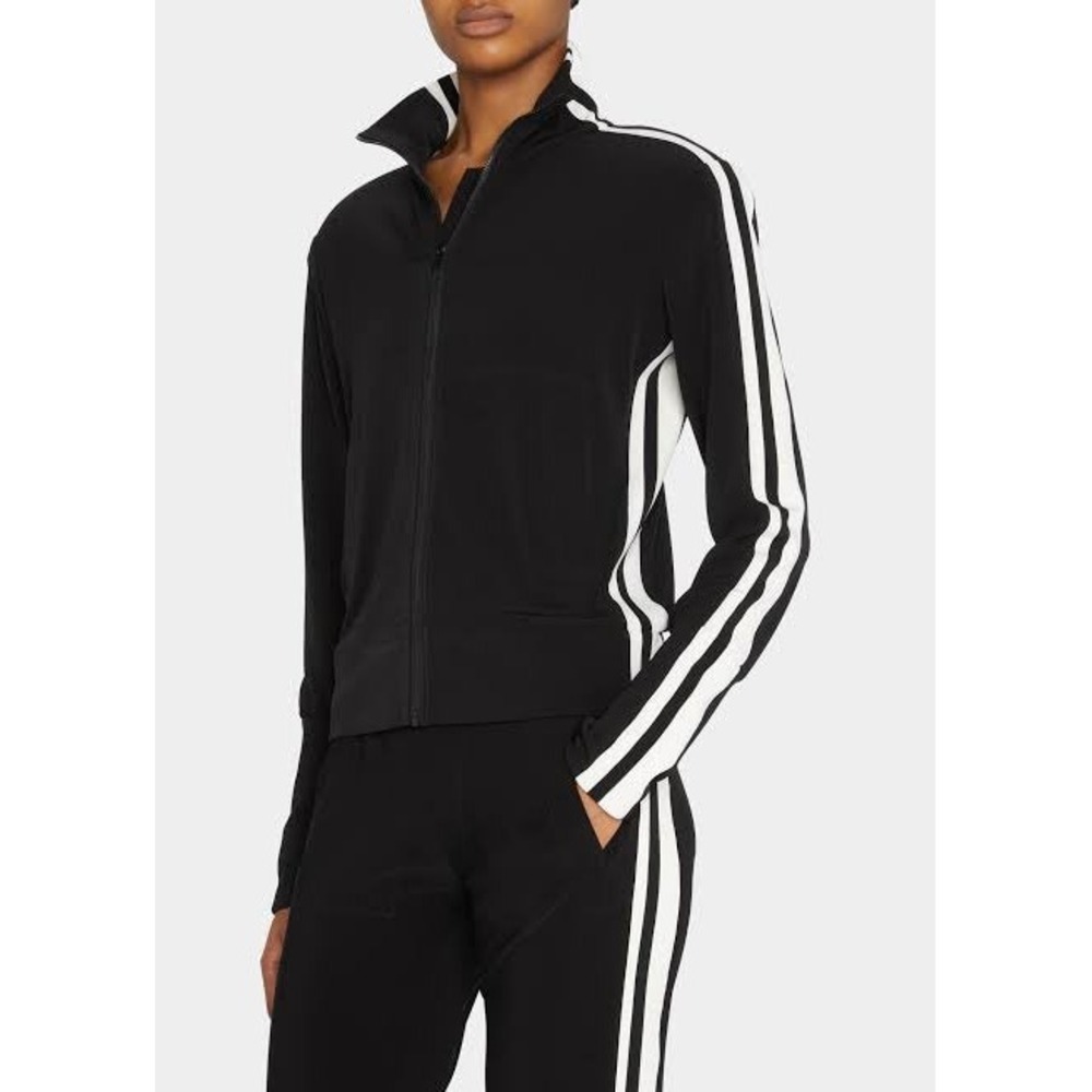 Norma‎ Kamali Side Stripe Turtle Track Jacket Black White Size Small Chic Sporty